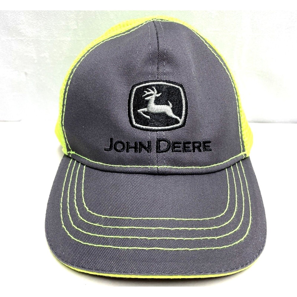 John Deere Toddler Gray Florescent‎ Green Mesh Farmer SnapBack  Adjustable Hat